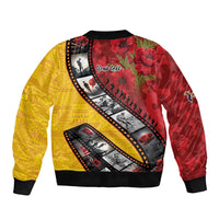 Personalised Niue ANZAC 1915-2026 Filmstrip Sleeve Zip Bomber Jacket Lest We Forget 25 April LT9 - Polynesian Pride