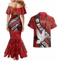 Personalised Tonga ANZAC 1915-2026 Filmstrip Couples Matching Mermaid Dress and Hawaiian Shirt Lest We Forget 25 April
