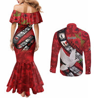 Personalised Tonga ANZAC 1915-2026 Filmstrip Couples Matching Mermaid Dress and Long Sleeve Button Shirt Lest We Forget 25 April