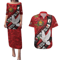 Personalised Tonga ANZAC 1915-2026 Filmstrip Couples Matching Puletasi and Hawaiian Shirt Lest We Forget 25 April