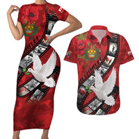 Personalised Tonga ANZAC 1915-2026 Filmstrip Couples Matching Short Sleeve Bodycon Dress and Hawaiian Shirt Lest We Forget 25 April