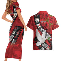 Personalised Tonga ANZAC 1915-2026 Filmstrip Couples Matching Short Sleeve Bodycon Dress and Hawaiian Shirt Lest We Forget 25 April