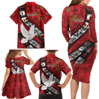 Personalised Tonga ANZAC 1915-2026 Filmstrip Family Matching Long Sleeve Bodycon Dress and Hawaiian Shirt Lest We Forget 25 April