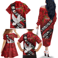Personalised Tonga ANZAC 1915-2026 Filmstrip Family Matching Off The Shoulder Long Sleeve Dress and Hawaiian Shirt Lest We Forget 25 April