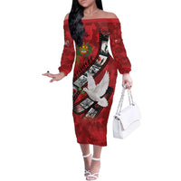 Personalised Tonga ANZAC 1915-2026 Filmstrip Family Matching Off The Shoulder Long Sleeve Dress and Hawaiian Shirt Lest We Forget 25 April