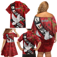 Personalised Tonga ANZAC 1915-2026 Filmstrip Family Matching Off Shoulder Short Dress and Hawaiian Shirt Lest We Forget 25 April