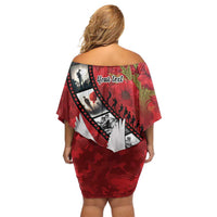 Personalised Tonga ANZAC 1915-2026 Filmstrip Family Matching Off Shoulder Short Dress and Hawaiian Shirt Lest We Forget 25 April