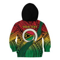 Personalised Vanuatu Yumi 44th Indipendens Dei Kid Hoodie Vanuatuan Broad Tusk with Polynesian Tribal