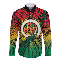 Personalised Vanuatu Yumi 44th Indipendens Dei Long Sleeve Button Shirt Vanuatuan Broad Tusk with Polynesian Tribal