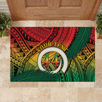 Personalised Vanuatu Yumi 44th Indipendens Dei Rubber Doormat Vanuatuan Broad Tusk with Polynesian Tribal