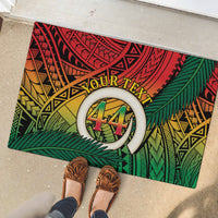 Personalised Vanuatu Yumi 44th Indipendens Dei Rubber Doormat Vanuatuan Broad Tusk with Polynesian Tribal