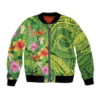 Polynesian Tribal Flower Tattoo Bomber Jacket Special Lime Green Vibe