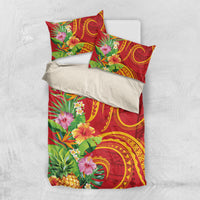 Polynesian Tribal Flower Tattoo Bedding Set Special Vermilion Vibe