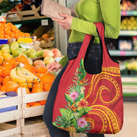 Polynesian Tribal Flower Tattoo Grocery Bag Special Vermilion Vibe