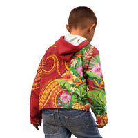 Polynesian Tribal Flower Tattoo Kid Hoodie Special Vermilion Vibe