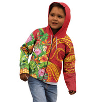 Polynesian Tribal Flower Tattoo Kid Hoodie Special Vermilion Vibe