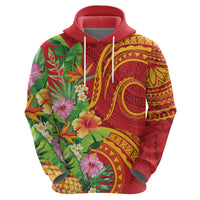 Polynesian Tribal Flower Tattoo Zip Hoodie Special Vermilion Vibe