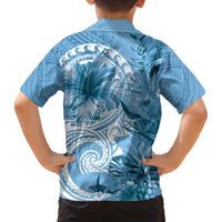 Polynesian Hibiscus Flower Tribal Family Matching Tank Maxi Dress and Hawaiian Shirt Blue Color LT9 - Polynesian Pride