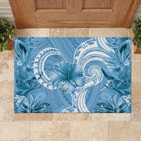 Polynesian Hibiscus Flower Tribal Rubber Doormat Blue Color LT9 - Polynesian Pride