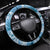 Polynesian Hibiscus Flower Tribal Steering Wheel Cover Blue Color