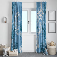 Polynesian Hibiscus Flower Tribal Window Curtain Blue Color LT9 - Polynesian Pride