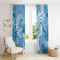 Polynesian Hibiscus Flower Tribal Window Curtain Blue Color LT9 - Polynesian Pride