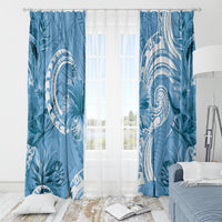 Polynesian Hibiscus Flower Tribal Window Curtain Blue Color LT9 - Polynesian Pride