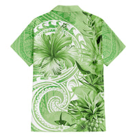 Polynesian Hibiscus Flower Tribal Family Matching Tank Maxi Dress and Hawaiian Shirt Lime Green Color LT9 - Polynesian Pride