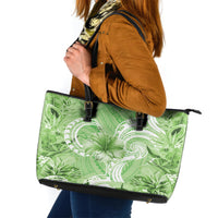 Polynesian Hibiscus Flower Tribal Leather Tote Bag Lime Green Color LT9 Lime Green - Polynesian Pride