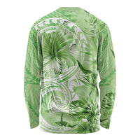 Polynesian Hibiscus Flower Tribal Long Sleeve Shirt Lime Green Color LT9 - Polynesian Pride