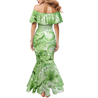 Polynesian Hibiscus Flower Tribal Mermaid Dress Lime Green Color LT9 - Polynesian Pride