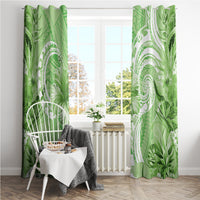 Polynesian Hibiscus Flower Tribal Window Curtain Lime Green Color LT9 - Polynesian Pride