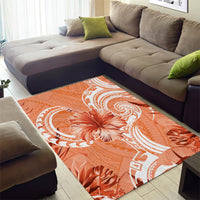 Polynesian Hibiscus Flower Tribal Area Rug Peach Color