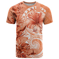 Polynesian Hibiscus Flower Tribal T Shirt Peach Color LT9 Peach - Polynesian Pride