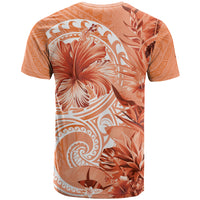 Polynesian Hibiscus Flower Tribal T Shirt Peach Color LT9 - Polynesian Pride