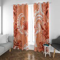 Polynesian Hibiscus Flower Tribal Window Curtain Peach Color LT9 With Grommets Peach - Polynesian Pride