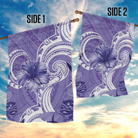 Polynesian Hibiscus Flower Tribal Garden Flag Violet Color