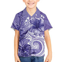 Polynesian Hibiscus Flower Tribal Hawaiian Shirt Violet Color
