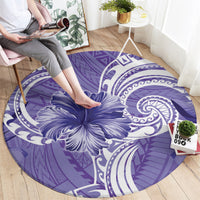 Polynesian Hibiscus Flower Tribal Round Carpet Violet Color LT9 - Polynesian Pride