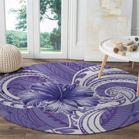 Polynesian Hibiscus Flower Tribal Round Carpet Violet Color LT9 - Polynesian Pride