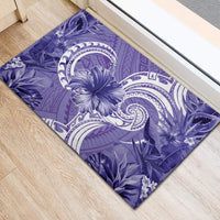 Polynesian Hibiscus Flower Tribal Rubber Doormat Violet Color LT9 - Polynesian Pride