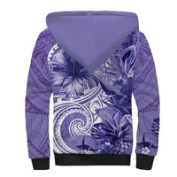 Polynesian Hibiscus Flower Tribal Sherpa Hoodie Violet Color LT9 - Polynesian Pride