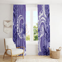 Polynesian Hibiscus Flower Tribal Window Curtain Violet Color LT9 - Polynesian Pride