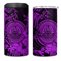 Purple Polynesian Tahiti Island 4 in 1 Can Cooler Tumbler The Wave of Water