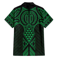Kakariki Maori Ta Moko Poutama Art Family Matching Off The Shoulder Long Sleeve Dress and Hawaiian Shirt