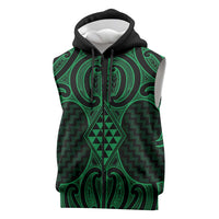 Kakariki Maori Ta Moko Poutama Art Sleeveless Zip Hoodie - Polynesian Pride