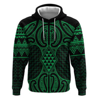Kakariki Maori Ta Moko Poutama Art Zip Hoodie LT9 Pullover Hoodie Green - Polynesian Pride