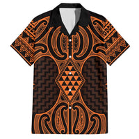 Karaka Maori Ta Moko Poutama Art Family Matching Off Shoulder Short Dress and Hawaiian Shirt