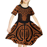 Karaka Maori Ta Moko Poutama Art Kid Short Sleeve Dress