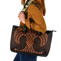 Karaka Maori Ta Moko Poutama Art Leather Tote Bag